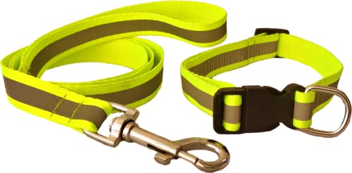 Image of The Pets Company Reflective Leash Collar Set for Medium Dogs, 4 Feet 20 MM, Green