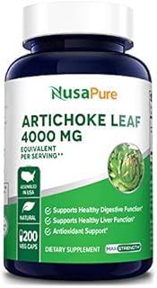 NusaPure Artichoke Extract 4000mg Equivalent per Serving. 200 Veggie caps (Non-GMO, Extract 4:1 & Gluten Free)