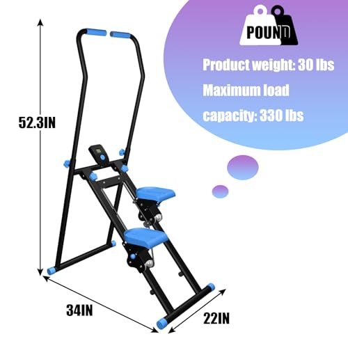 Stair Stepper Exercise Machine for Home, Foldable Stair Climber with Adjustable Handle Multiple Speed Settings Full-Body Workout Steppers with 300LBS Loading Capacity (Blue Inner Handrails) - Image 2