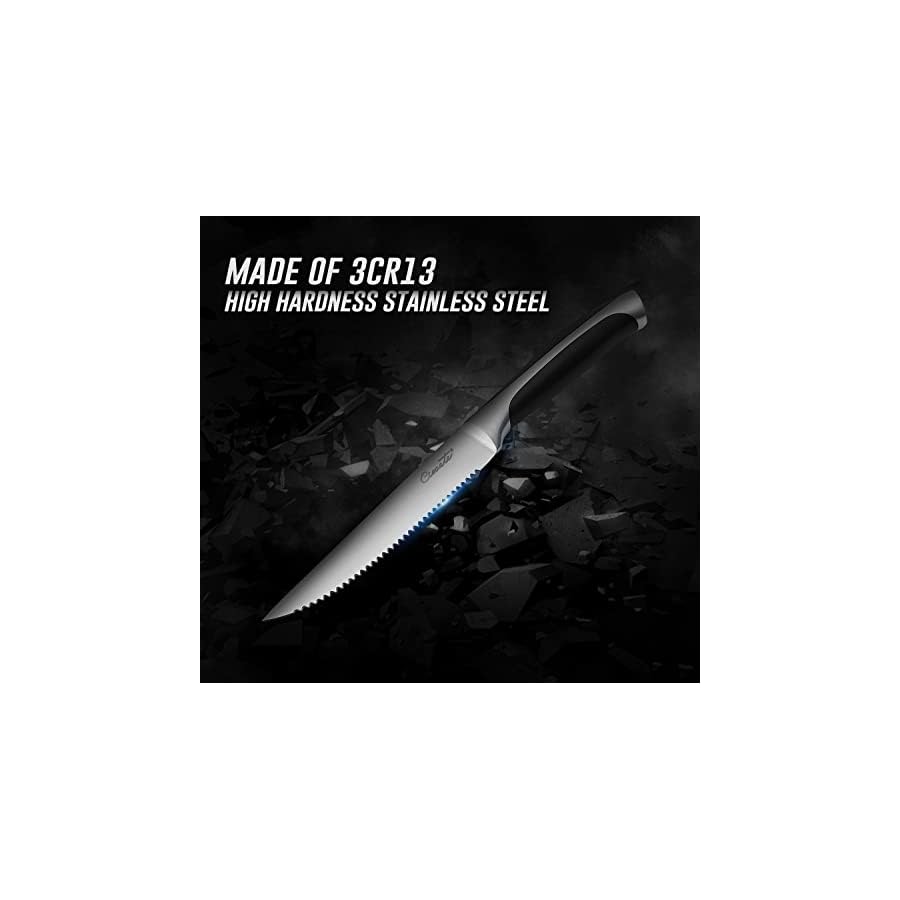 Steak-Knives-Set-of-6-Ciwete-4-Upgrade-3RC13-Stainless-Steel-Steak-Knife-Set-6-Piece-Sharp-Non-Stick-Rust-Resistant-Dinner-Knives-Black ciwete Serrated Steak Knives Set of 6, 5 Inch Stainless Steel Steak Knife Set with Ergonomic Handles, 6-Piece Sharp Knives for Weekly Family Dinners, Black