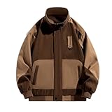 Men's Sports Outdoor Corduroy Jacket Loose All-Match Shopping Stand Collar Cargo High Street Jacket Dark coffee L