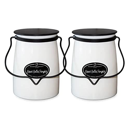 Milkhouse Candle Company Brown Butter Pumpkin 2-Pack Butter Jar Candles | 22oz Glass Jar Scented Candles for The Home | Farmhouse Home Decor Soy Wax USA