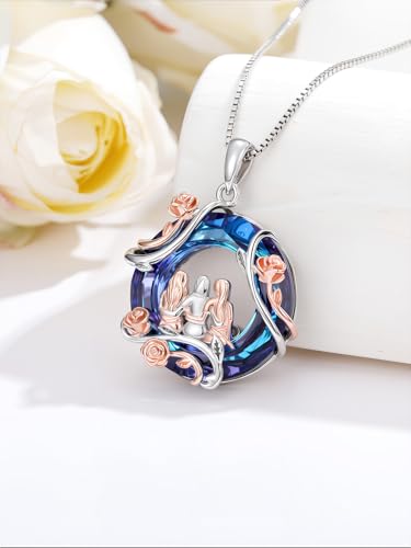 TOUPOP Sister Gifts from Sister 925 Sterling Silver 2 to 5 Sisters Necklace Rose Flower Crystal Jewelry Birthday Christmas Mothers Day Gifts for Women3