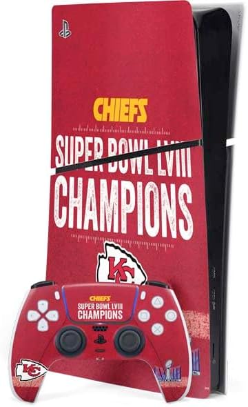 Skinit Decal Gaming Skin Compatible with PS5 Slim Digital Edition Bundle - Officially Licensed NFL Kansas City Chiefs Black & White Design
