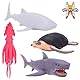#sbabam Funny Box Legend of Animals Sea Dominator, Spielzeugtiere für Kinder mit Karten enthalten, 3-teilig, Kinderspiele vom Kiosk, ausziehbarer Hai, Orca und andere Puppen mit Spezialeffekten