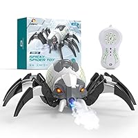 DEERC 128A Remote Control Spider, RC Moving Spider Robot Toys for Kids, Halloween Gifts for Birthday Party Joke Pranks, Wireless Remote Controlled Spider with Real Music Effect & LED Light