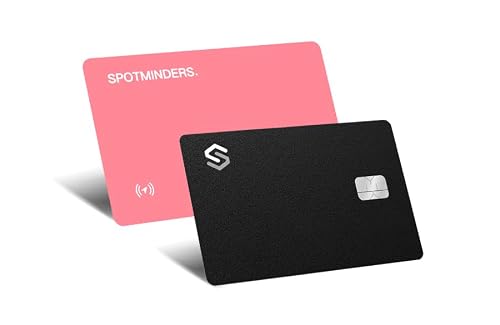 SPOTMINDERS Wallet Tracking Card 2-Pack (Black PRO and Pink Bundle) - Apple MFi Certified, Works with Apple Find My, Rechargeable IP68 Water & Dust Proof, 0.07in Slim iPhone Item Finder for Luggage