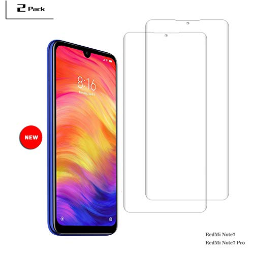 MOSIIKON [2 Pack para Xiaomi Redmi Note 7 / Note 7 Pro Cristal Templado,[Dureza 9H]-[Sin Burbuja]-[A Prueba De Rayones]-[A Prueba De Caídas], Protector De Pantalla De 0.26mm,Alta Sensibilidad