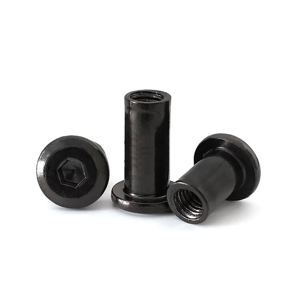 Viti Metalliche 20/50 pz M4 M5 Nero in Acciaio al Carbonio Grande Piatto Esagonale A Esagono Incassato Testa Rivetto Connettore Inserto Giunto Manica cap Dado(8mm,M4 (50pcs))