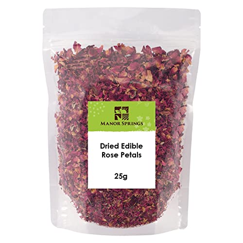 Dried Edible Rose Petals Premium Dried Flowers 25g by Manor Springs