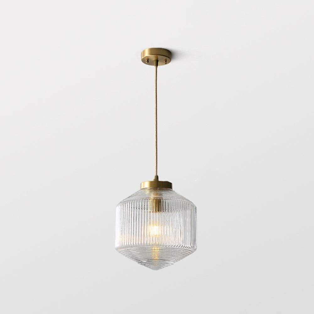 Popertr Nordic Glass E27 Continental Copper Pendant Light, Creative Antique Loft Ceiling Hanging Light Lantern-Shaped Art Deco Lighting for Corridor Restaurant Study Kids Room Bedroom Cafe