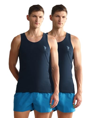 Image of U.S. Polo ASSN. Mens OEV05 Solid Cotton Vest - Pack of 2