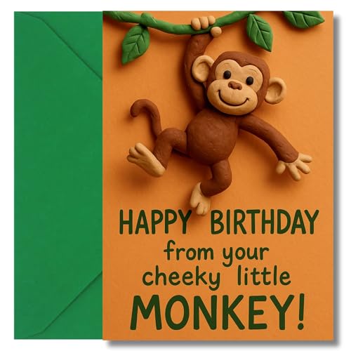 LimaLima Birthday Card Mummy & Daddy From Young Son or Daughter Cheeky Little Monkey Design