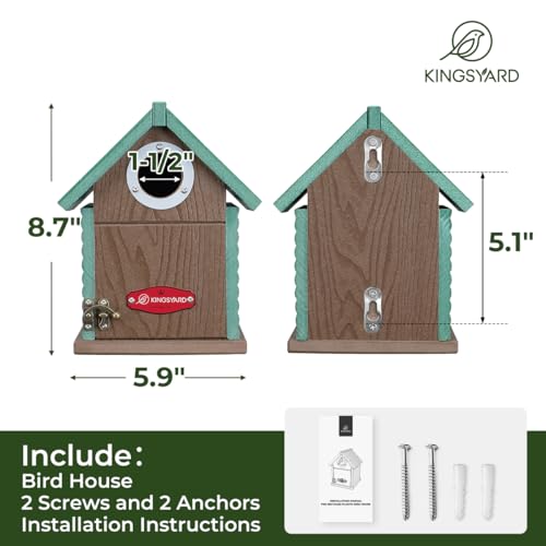 image for Kingsyard Recycled Plastic Bird House for Outdoors - Weatherproof Nest