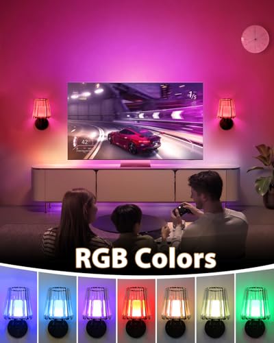 Image of Adetu 10.4 Inch Crystal Wall Sconces Set of 2, Battery Operated Wall Sconce | 10000mAh Dimmable Magnetic Bulbs and Remote, 5%-100% Dimmable, RGB Rechargeable Wall Lamp for Bedroom Living Room Decor