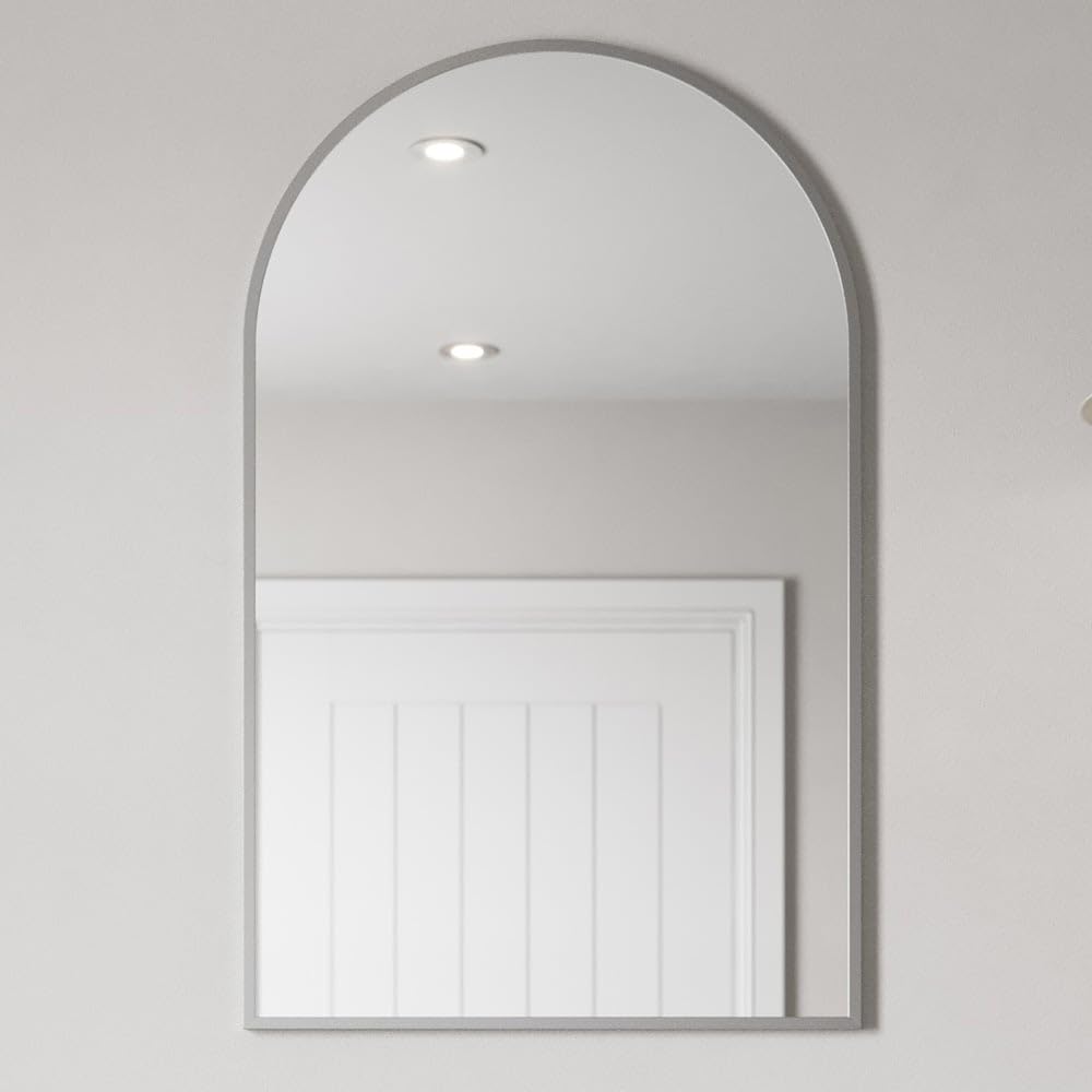Vasari® 500 x 800mm Chrome Wall Mounted Bathroom Mirror Vanity Mirrors Framed Modern Arched Design 4mm Mirrored Glass