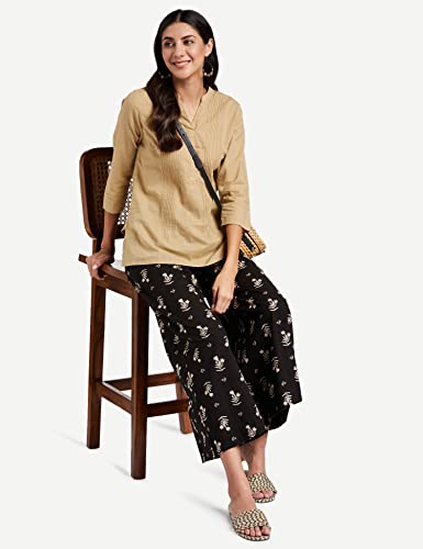 Image of Amazon Brand - Myx Women's High Rise Cotton Relaxed Fit Palazzo (Available in Plus Sizes)