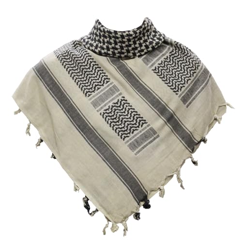 Image of Cotton Shemagh Keffiyeh Scarf - Lightweight Tactical Desert Head Neck Wrap, Sun Protection Outdoor Scarf for Summer Hiking