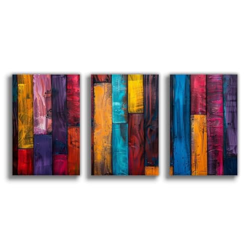 Poster abstrait en bois coloré pour réveiller un mur blanc et personnaliser votre espace intérieur