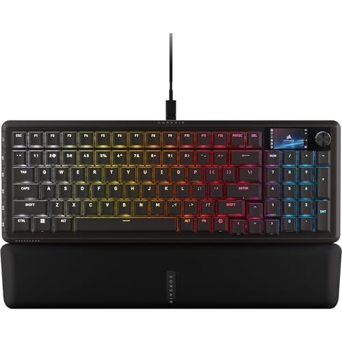 Corsair Vanguard 96 Wired Mechanical Gaming Keyboard – 96% Layout, MLX Fusion Tactile Switches, 8000Hz Polling, LCD Display, Virtual Stream Deck, G-Keys, SOCD Flashtap, QWERTY US – Black
