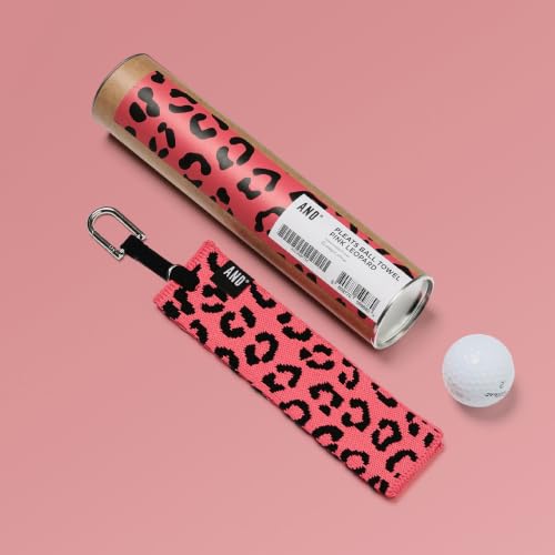 Image of ANDGOLF Pleats Ball Towel, Funky Golf Towel, I Use This Towel to Wash My Ball, Golf Gifts - Golf Accessories, Embroidered Golf Towels for Bags with Clip, Colorful (Pink Leopard)