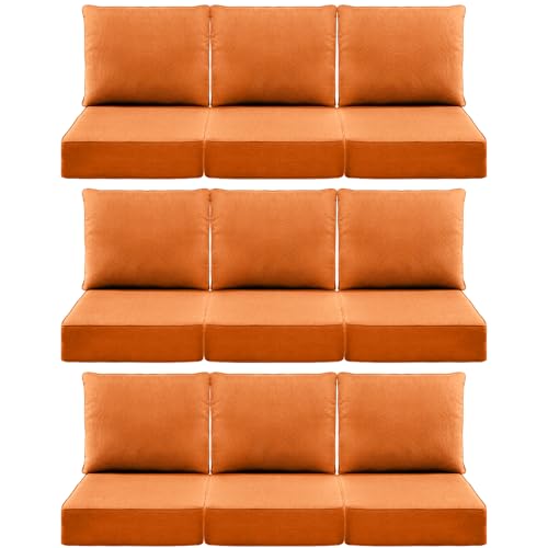 Outdoor 24x24x6 Cushions (Set of 9) with Removable Covers, Orange