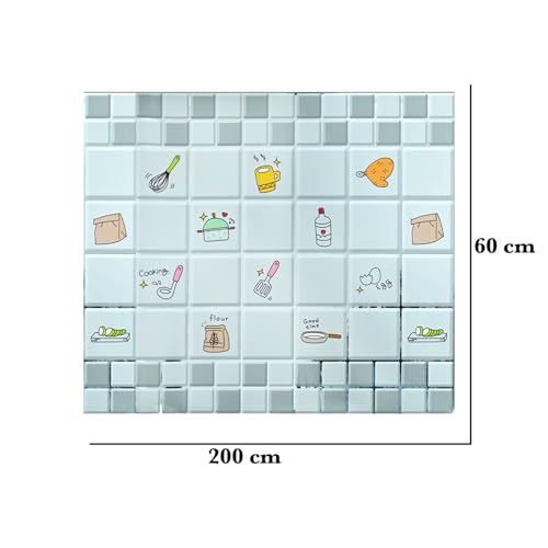 Image of SARVATRAY Self-Adhesive Wallpaper, Kitchen Oil Proof Heat Resistant Stickers, Vinyl Sheet for Wall 2 X 6.5 SQ FT (2 M Kitchen Style Grey WS)