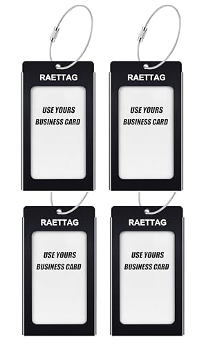 Image of Luggage Tags Metal Suitcase Tags Travel Bag ID Identifier Luggage Tag (Black 4Pack)