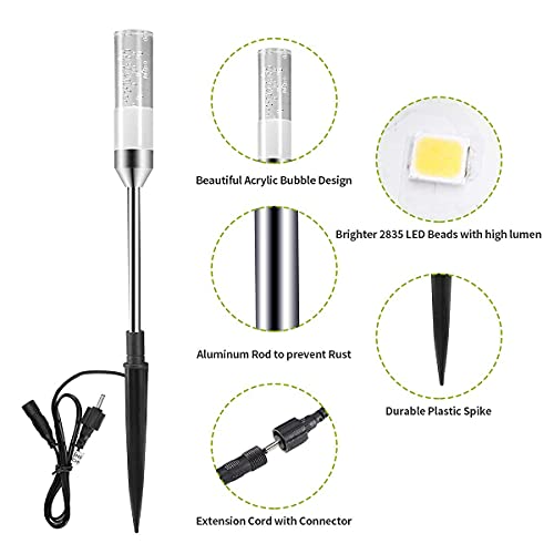 Greenclick Pathway Lights Outdoor, Extendable 6 Pack 570 Lumen Bright Led Path Lights, Ip65 Waterproof 12V Landscape Lighting Cool White Acrylic Bubble Garden Lights For Lawn Patio Yard, 6000K #TOP4