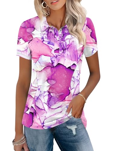 Image of TFSDOD Womens Golf Polo Shirts Collared Short Sleeve T Shirt Lightweight Moisture Wicking Polo Casual 3 Buttons Outfits