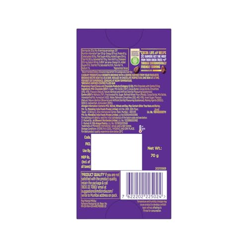 Cadbury Dairy Milk Silk Desserts Walnut Brownie Valentine's Gift Pack Chocolate Bar, 70 g