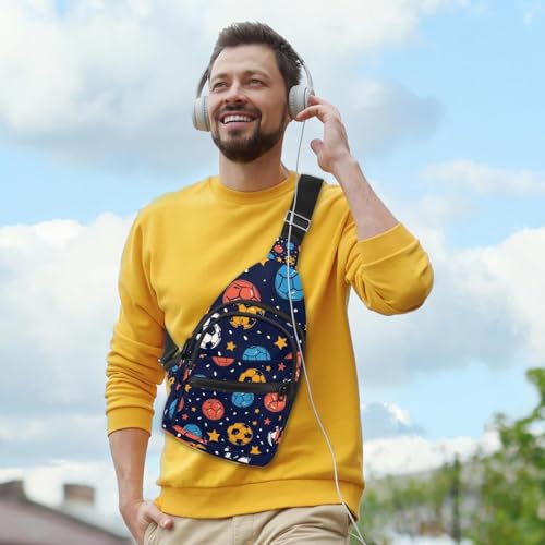 Mochila cruzada de fútbol americano multicolor con correa ajustable 6