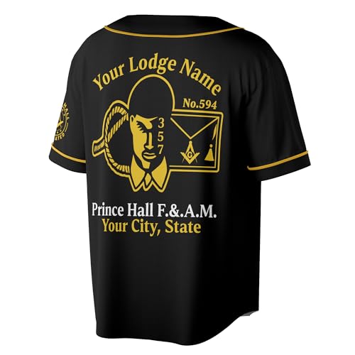 Camiseta de béisbol personalizada Prince Hall Affiliated F&AM PHA The Black Suits Freemason 3D talla S-5XL miniatura 3