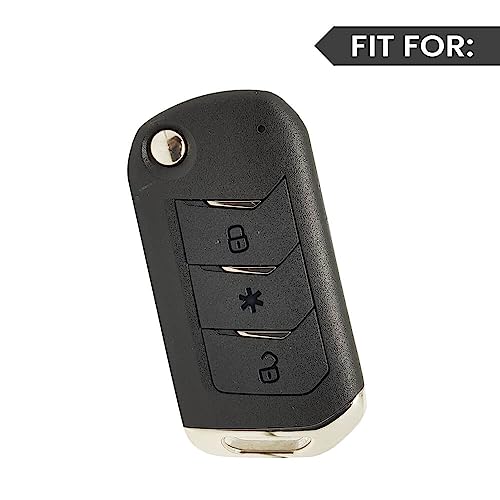 Image of keyzone Litchi Leather TPU Key Cover & Keychain for Thar, Thar Roxx, Bolero, Scorpio, XUV700, XUV400, XUV3x0, XUV300, TUV300, Marazzo Flip Key (Black)