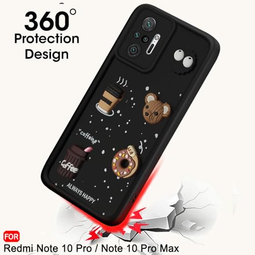 Image of TheGiftKart Back Cover Case for Redmi Note 10 Pro /Pro Max | Cute Fun Cartoon 3D Bear Coffee Case | Full Camera Protection | Shockproof Cover for Redmi Note 10 Pro /Pro Max (Silicone, Black)