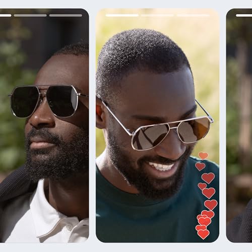 Livho Polarized Aviator Sunglasses for Men, Trendy Square UV Protection Oversized Fashion Sunglasses, Medium, Silver/Black Silver Ombre2