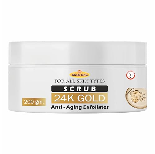 Image of Khadi 100% Pure & Herbal 24K Gold Scrub - Radiance Boosting Face & Body Exfoliator with Natural Ingredients - 200g