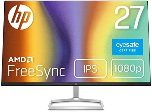 HP M27fe Monitor 27-Inch Display, Full HD, Matte IPS Panel, Ultra Thin, Space Saving, Slim Bezel, Main Unit Black x Stand Silver (Model Number: 43G46AA-AAAA)