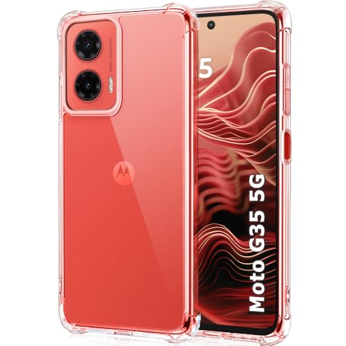 Image of TheGiftKart Crystal Clear Back Cover Case for Motorola Moto G35 5G | Shockproof Soft TPU Case | Cushioned Edges for Ultimate Protection Back Cover Case (TPU, Transparent)