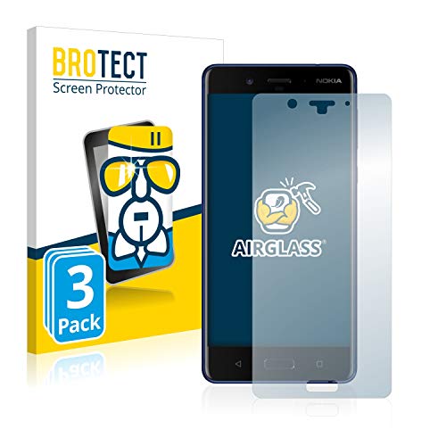 BROTECT Protector Pantalla Cristal para Nokia 8 Protector Vidrio (3 Unidades) - [Dureza 9H, Anti-Arañazos]