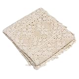 MUCKLILY Modische Durchbrochene Baumwoll Tischdecke 100x140cm mit Fransen Waschbar als Klavier und Esstischdecke für Zuhause Party und Restaurant