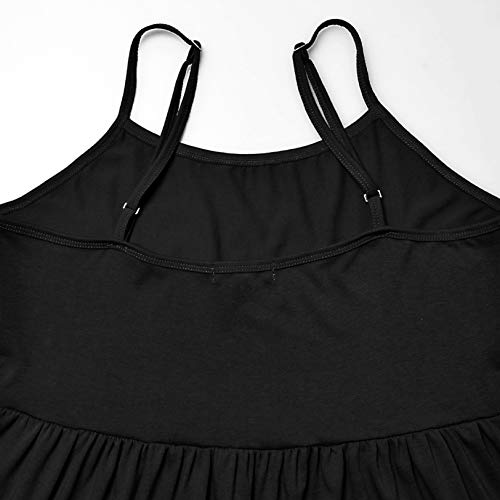 Ginkana Women's Sleeveless Maternity Dress Adjustable Strappy Summer Beach Swing Dress Casual Fit,Black,L #TOP4