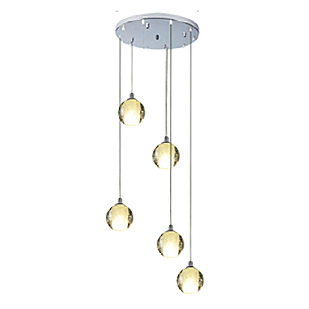 Tfgajkkkkk ルーの Spiral Staircase Villa Club Living Room Dining Room Hanging Light Nordic Long Crystal Chandelier Light Simple Postmodern Lighting G4 Staircase Chandelier-Golden Misarrangement 8 (Silver Misarrangemen