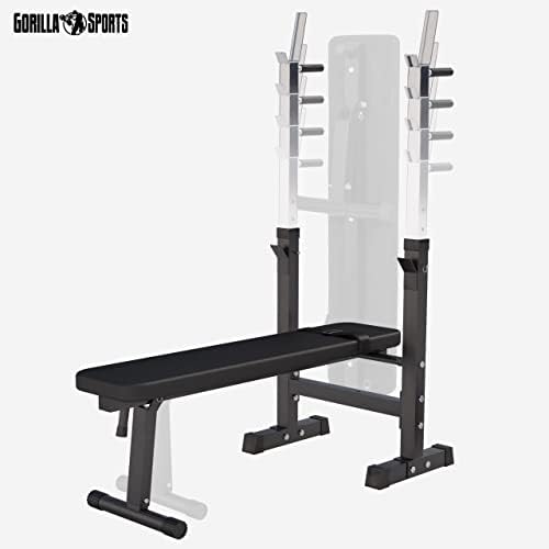 Bild 3 - GORILLA SPORTS® Hantelbank mit Ablage - Dip-Station, Verstellbare Höhe und Neigungswinkel, Klappbar, bis 200 kg, Schwarz oder Weiß - Drückerbank, Flachbank, Multifunktion, Trainingsbank