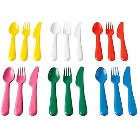 Ikea Ensemble Couverts Enfants Colore 18 Pieces Kalas Jaune Blanc Rouge Rose Vert Blue Amazon Fr Cuisine Et Maison