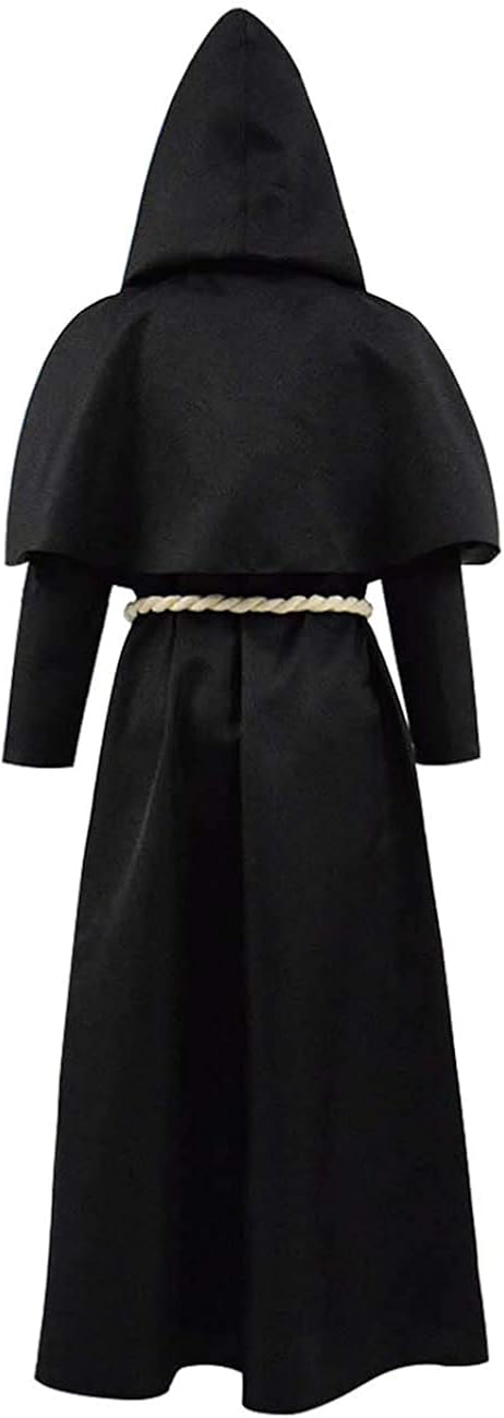 Miniatura 2 de IvyRobes Disfraz de monje con capucha medieval unisex para adultos, disfraz de sacerdote renacentista, disfraz de Halloween