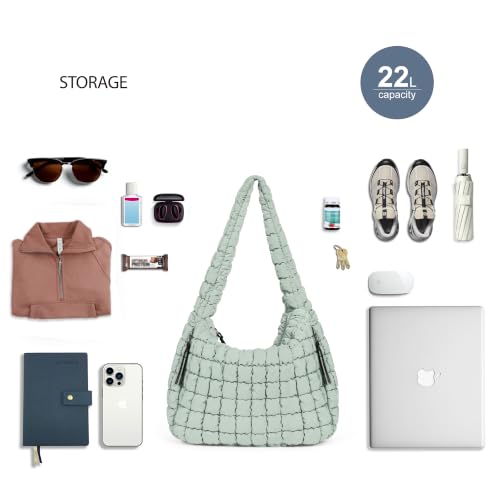 Image of ODODOS Quilted Carryall Tote Bag for Women Crossbody Hobo Lightweight Padding Shoulder Bag