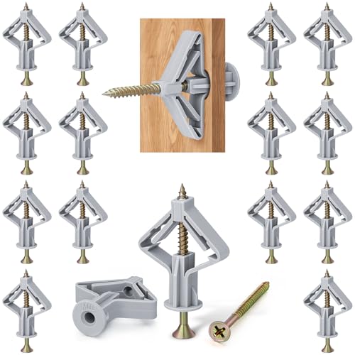 vsshe Juego de 100 tacos y tornillos de pared para placas de yeso, fijaciones de pared de yeso, tubo de expansión resistente para soportes de pared de TV huecos de yeso, cavidad de yeso