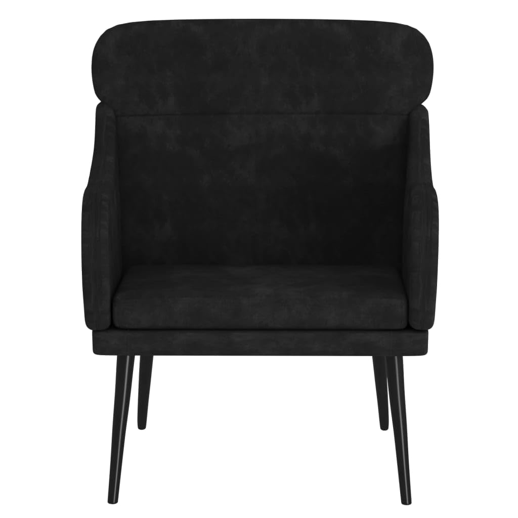 Comoda poltrona nera 63 x 76 x 80 cm in velluto con schienale e braccioli imbottiti, seduta spessa imbottita, robusta struttura in metallo, istruzioni di montaggio incluse (lingua italiana non