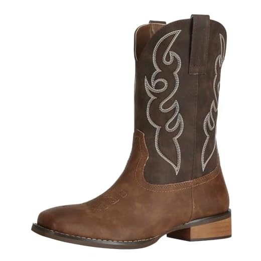 J's.o.l.e Bottes western de cowboy pour homme, durables, confortables, larges et à bout carré, marron, 40 2/3 EU